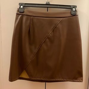 EUC Brown Faux Leather Mini Skirt